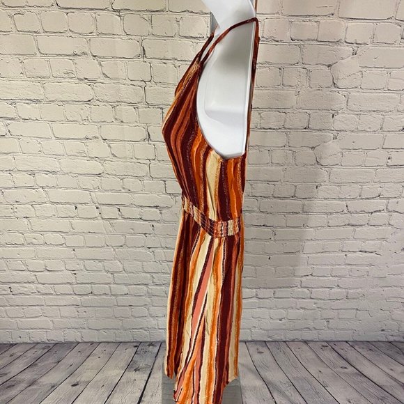 Xhilaration Striped Midi Casual  Dress Front Tie - Picture 4 of 8